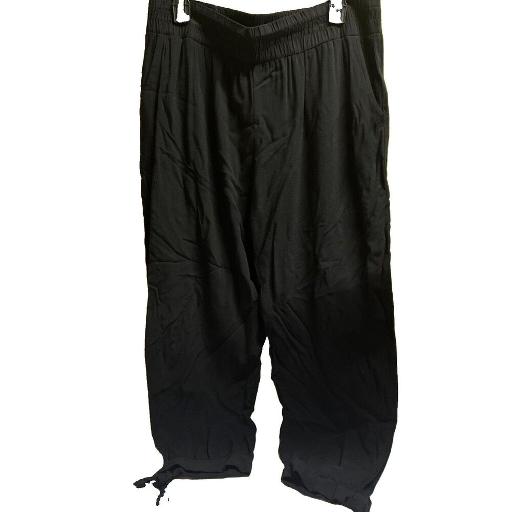 Apt 9 Women Jogger Pant L Black Elastic Waistband Adjustable Ankle Casual Daily